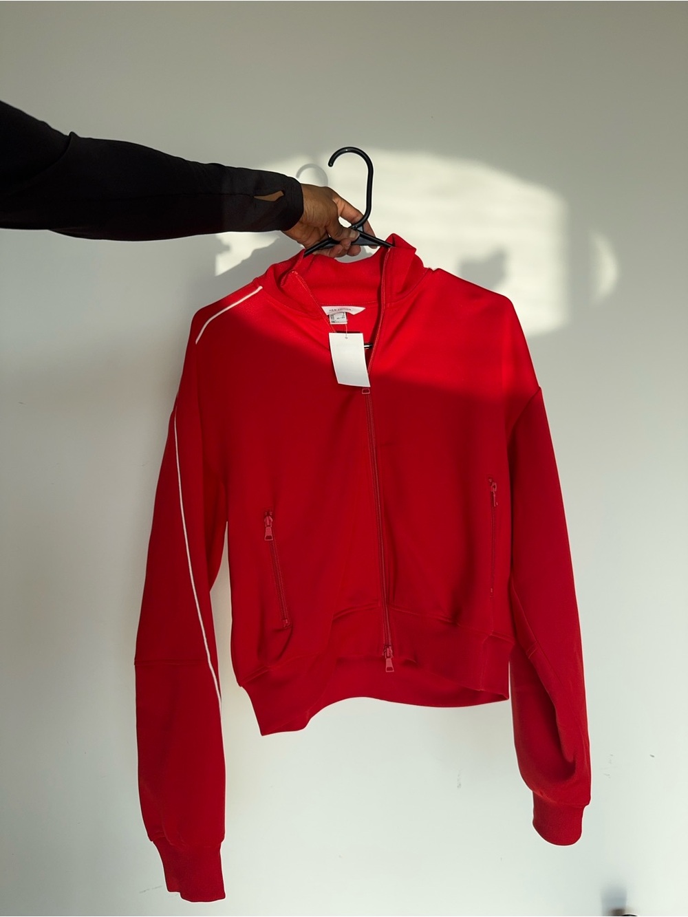 H&M Red Zip-Up Bomber Jacket with White Piping